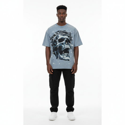 Skull Barbed Wire Tee Model Shot