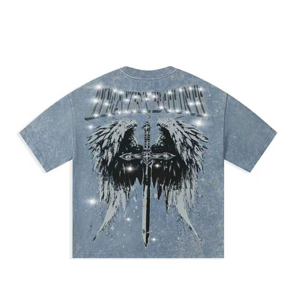 Fallen Wings - Dusty Blue Oversized Tee