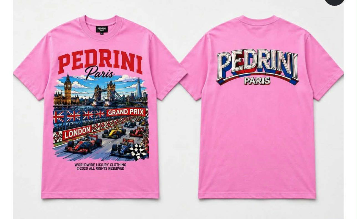 PEDRINI Paris Pink Racing Graphic T-Shirt