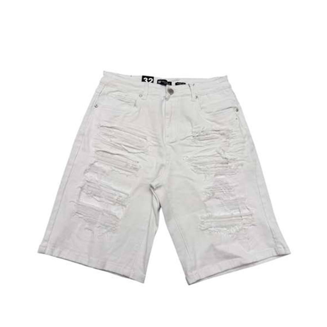 Washed White Ripped Shorts