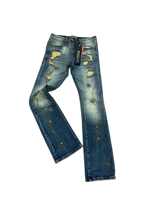 Studded Flare Denim Jeans