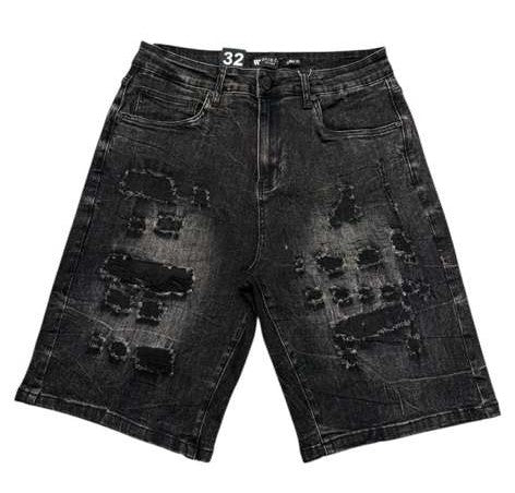 Patch Black Denim Shorts