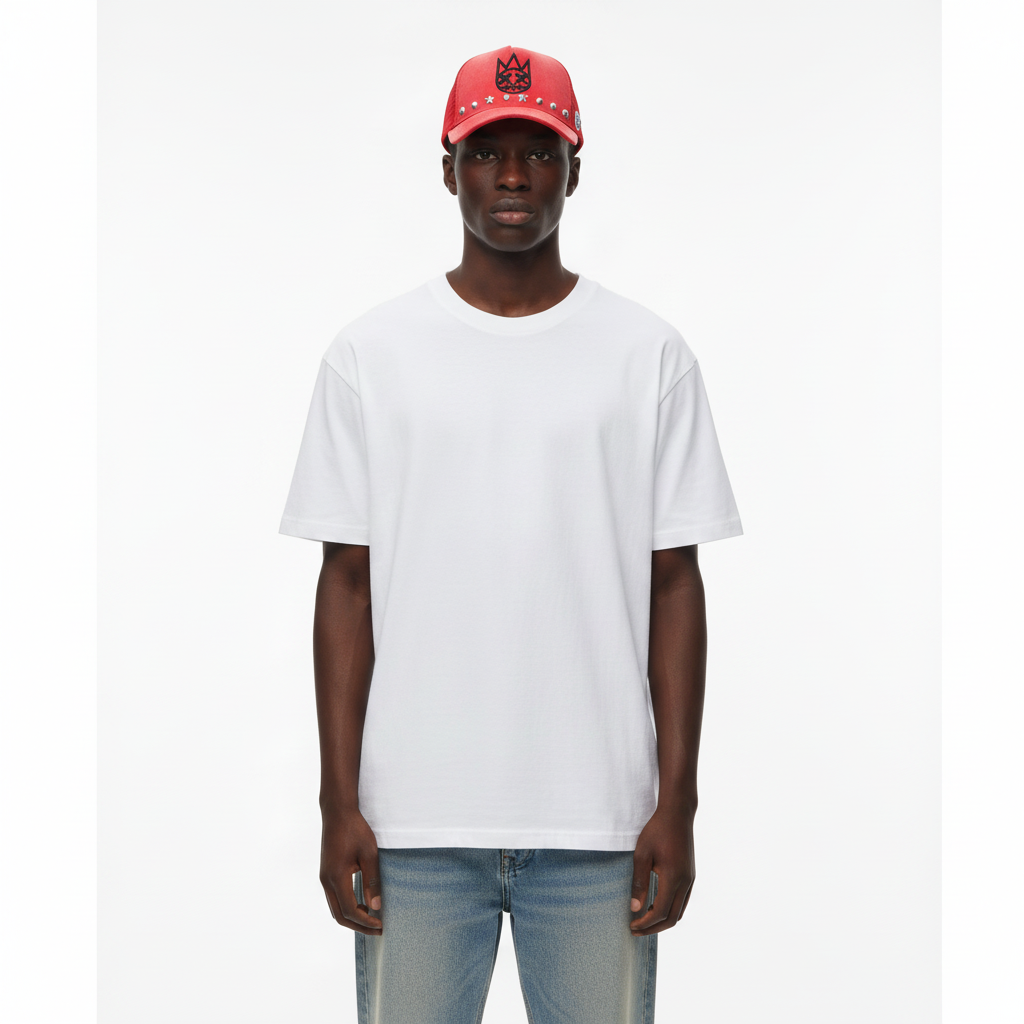 Red Trucker Cap – Exact Color Model Shot