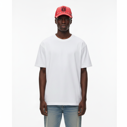 Red Trucker Cap – Exact Color Model Shot