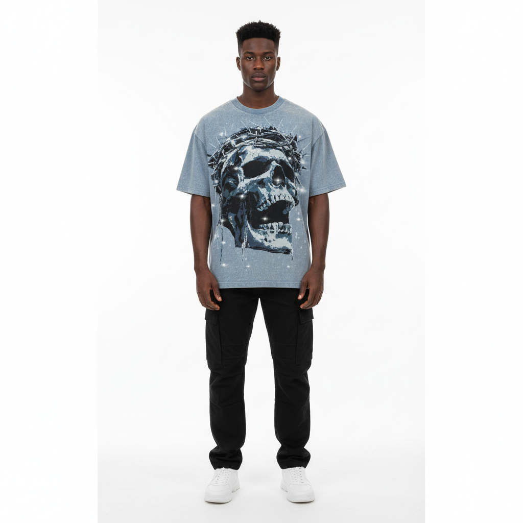 Skull Barbed Wire Tee Model Shot